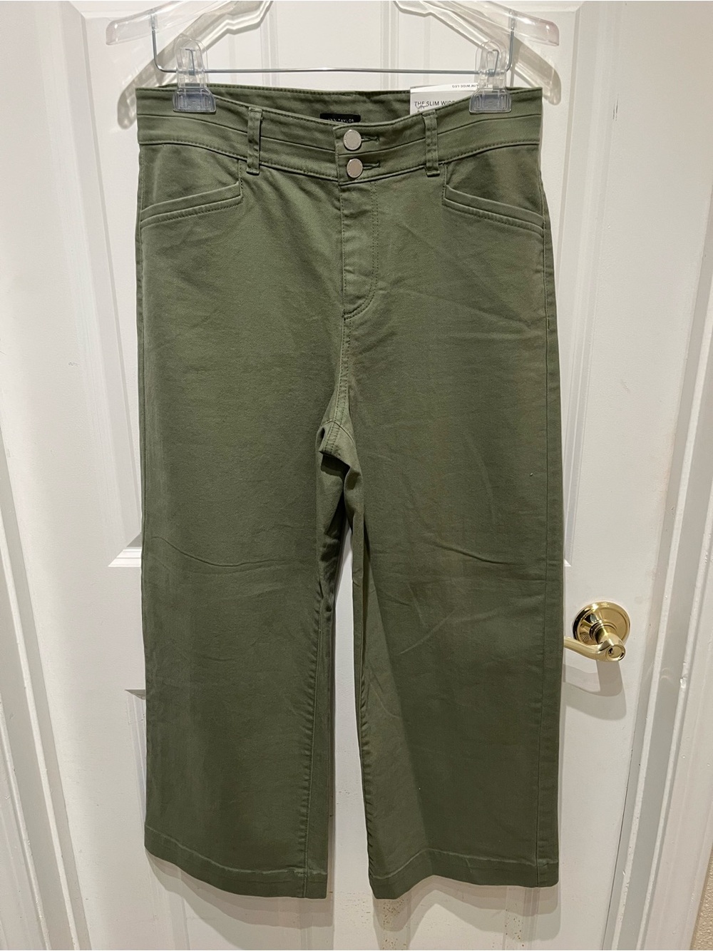NWT Ann Taylor Olive Green High Rise Slim Wide Leg Pants Size 4